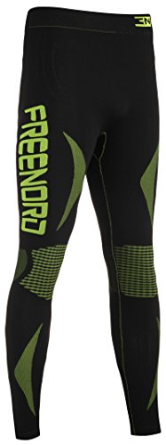 Freenord ENERGYTECH EVO Herren Funktionswäsche Thermoaktiv Atmungsaktiv Base Layer Hose (Schwarz/Lime, XXL) von Freenord