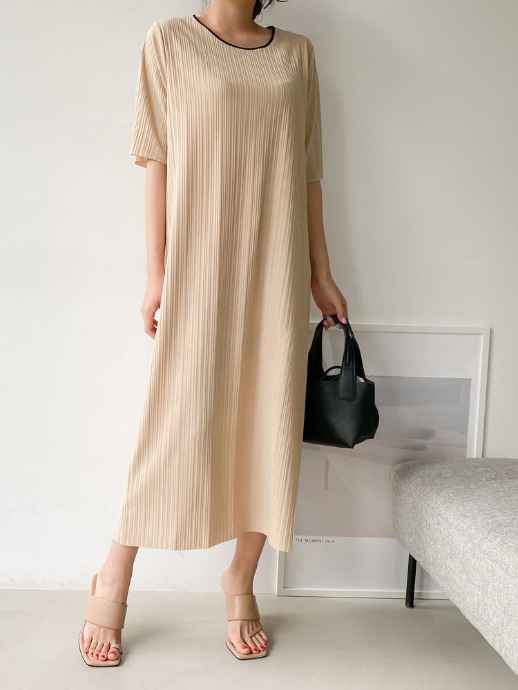 Beigefarbenes, Knitterfreies, Lockeres Loungewear-Pyjamakleid Mit Kurzen Ärmeln/Größe S Bis L Beigefarbenes, Knitterfreies, Lockeres Loungewear-Pyjamakleid Mit Kurzen Ärmeln/Größe S Bis L von FreerNomad