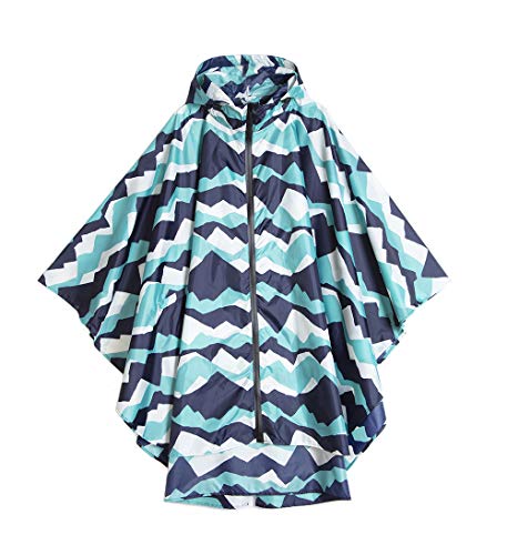 Freesmily Damen Regen Poncho stilvolle wasserdichte Regenmantel mit Kapuze Reißverschluss (Blauer Himmel) von Freesmily