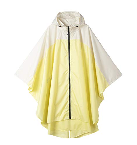 Freesmily Damen Regen Poncho stilvolle wasserdichte Regenmantel mit Kapuze Reißverschluss (gelb beige) von Freesmily