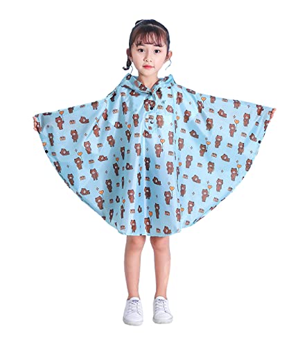 Freesmily Kinder Netter Regenmantel Wasserdichter Regen Poncho Jacke Mantel für Mädchen Jungen Kind (Blauer bär, M) von Freesmily