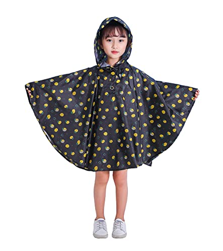 Freesmily Kinder Netter Regenmantel Wasserdichter Regen Poncho Jacke Mantel für Mädchen Jungen Kind (Gelbe Zitrone, L) von Freesmily