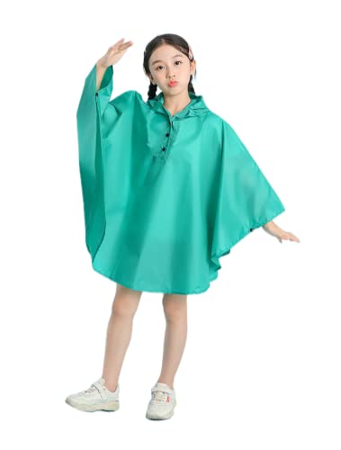 Freesmily Kinder Netter Regenmantel Wasserdichter Regen Poncho Jacke Mantel für Mädchen Jungen Kind (Dunkelgrün, S) von Freesmily