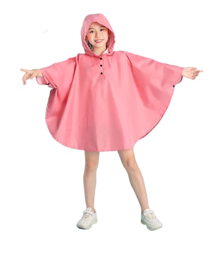 Freesmily Kinder Netter Regenmantel Wasserdichter Regen Poncho Jacke Mantel für Mädchen Jungen Kind (Dunkelrosa, M) von Freesmily