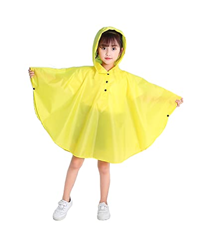 Freesmily Kinder Netter Regenmantel Wasserdichter Regen Poncho Jacke Mantel für Mädchen Jungen Kind (Gelb, L) von Freesmily