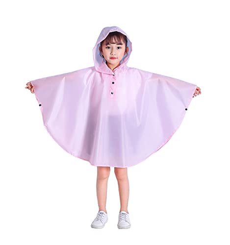 Freesmily Kinder Netter Regenmantel Wasserdichter Regen Poncho Jacke Mantel für Mädchen Jungen Kind (Hell-Pink, XL) von Freesmily