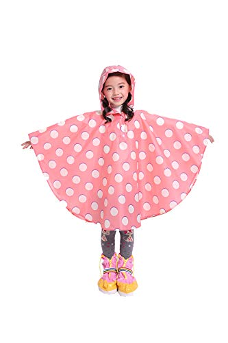 Freesmily Kinder Netter Regenmantel Wasserdichter Regen Poncho Jacke Mantel für Mädchen Jungen Kind (Rosa Punkt, M) von Freesmily