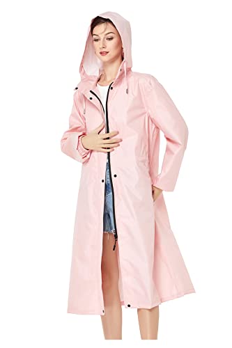 Langer Regenmantel für Damen, Regenjacke mit schmalen Ärmeln, rose, Medium von Freesmily