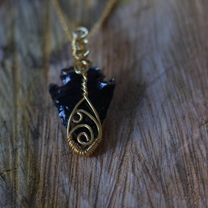 Halskette Aus Einer Obsidian - Pfeilspitze Mit Vergoldetem Sterling Silber | 925 Handmade Halskette Aus Einer Obsidian - Pfeilspitze Mit Vergoldetem Sterling Silber | 925 Handmade von FreespiritsArtwork