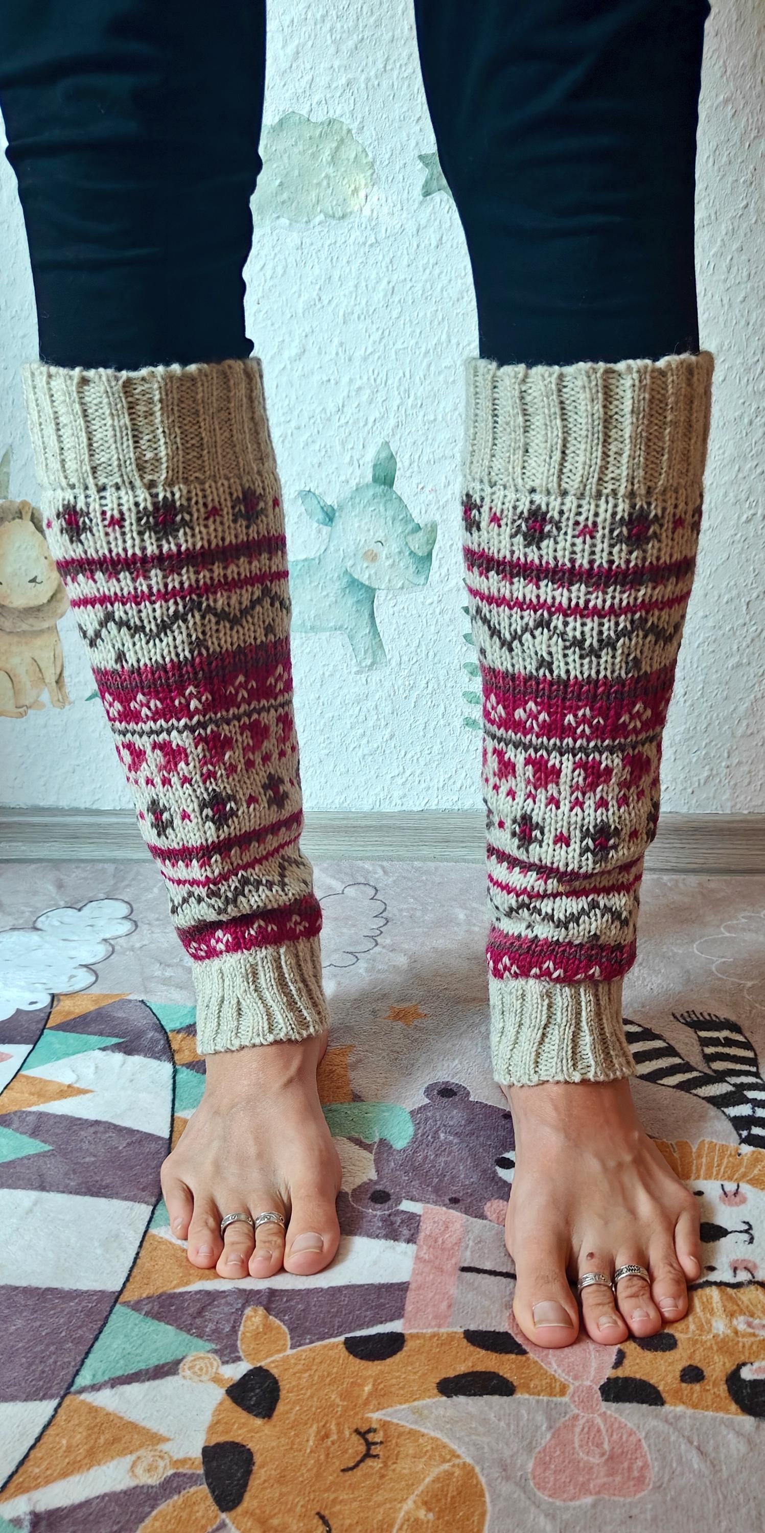 Rosa Damen Strickwolle Beinwärmer - Fair Isle Handgemachte 100% Wolle Beinstulpen von FreespiritshopJR