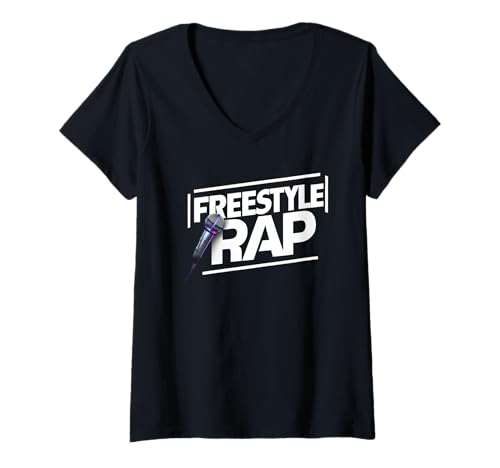 Damen Freestyle Rap Hip-Hop Freestyler Rapper-Grafik T-Shirt mit V-Ausschnitt von Freestyle Rapper