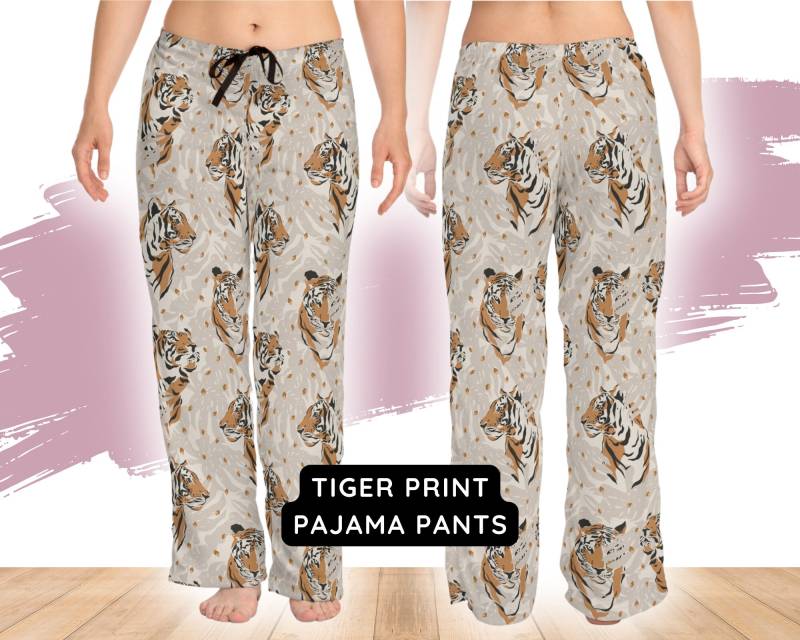 Tiger Print Pajama Pants - Stylish Leisure Wear For Home & Beach Jungle Mood Perfect Gift Her, Women's Loungewear, Cozy Relax Tiger Print Pajama Pants - Stylish Leisure Wear For Home & Beach Jungle Mood Perfect Gift Her, Women's Loungewear, Cozy Relax von Freestylebox