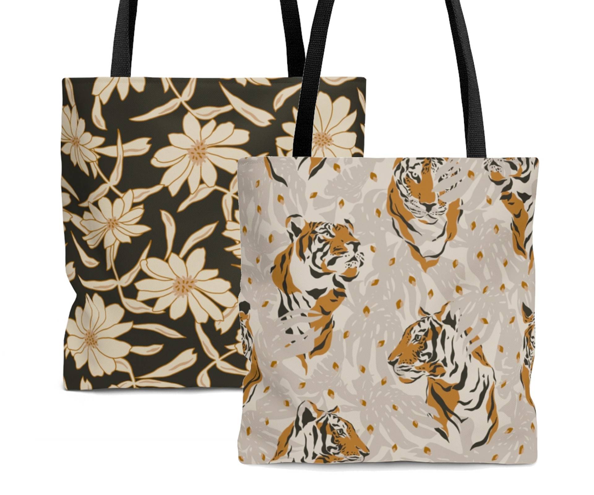 Tiger - Tote Bag | Jungle Style Front+Back Different Designs Jungle Magic Collection Designer 3 Sizes Black Lining Tiger - Tote Bag | Jungle Style Front+Back Different Designs Jungle Magic Collection Designer 3 Sizes Black Lining von Freestylebox