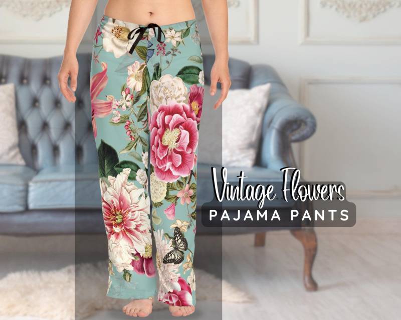 Vintage Flowers #1 Pajama Pants - Leisure Wear Home & Beach | Elegant Boho Mood Perfect Gift For Her, Women's Loungewear, Cozy Relax Vintage Flowers #1 Pajama Pants - Leisure Wear Home & Beach | Elegant Boho Mood Perfect Gift For Her, Women's Loungewear, Cozy Relax von Freestylebox
