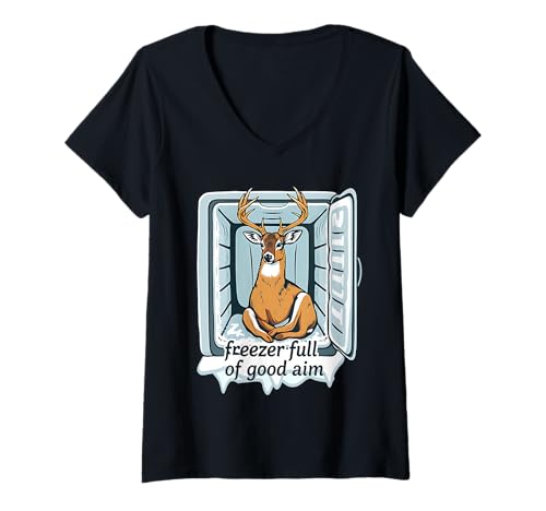 Damen Gefrierschrank voller guter Ziele Hirschjagd im Freien Hunter Dad T-Shirt mit V-Ausschnitt Damen Gefrierschrank voller guter Ziele Hirschjagd im Freien Hunter Dad T-Shirt mit V-Ausschnitt von Freezer Full Of Good Aim
