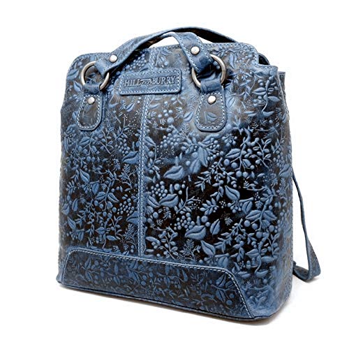 Damen Frauen Tasche und Rucksack Lederrucksack | aus weichem Rindsleder - Vintage Bag Beutel | Umhängetaschen - Abendtasche | Handtasche - Schultertasche (Hill Burry Kollektion) (Blau) von Fregery