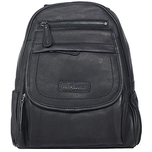 Fregery Damen Frauen Rucksack Lederrucksack | aus weichem hochwertigem Rindsleder - Vintage Bag Beutel | Umhängetaschen Handtasche - Schultertasche (Hill Burry Kollektion) (Schwarz) von Fregery