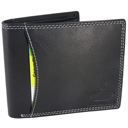 Geldbörse aus Leder für Herren Männer I Portemonnaie mit Münzfach I 13 Fächer für Karten I getrennter Münzfach | Echtleder Geldbeutel für Männer I Brieftasche Wallet Portmonee schwarz von Fregery