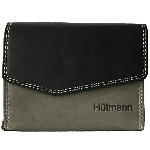 Hill Burry Geldbörse Damen viele Fächer Echtesleder Leder Echtleder Portemonnaie Geldbeutel Börse Taschengeld Portmonee RFID Schutz grau schwarz von Fregery
