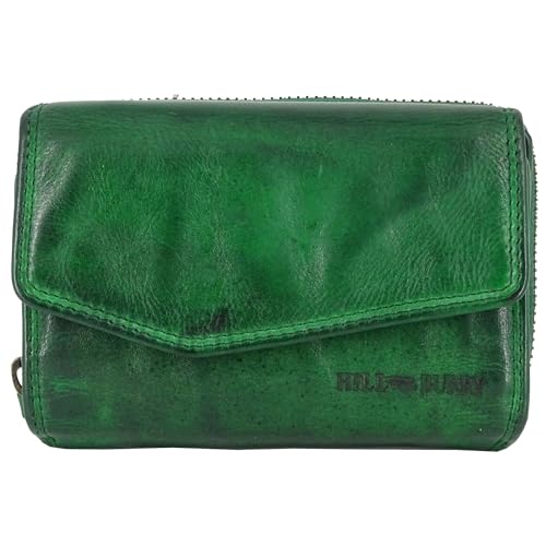 Hill Burry Geldbörse Geldtasche Damen viele Fächer Echtes Leder Echtleder Portemonnaie Geldbörsen Portmonee braun RFID Waschleder Wallet grün von Fregery