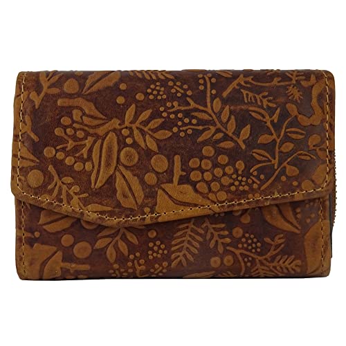 Hill Burry kleine Geldbörse Damen viele Fächer Echtesleder Leder Echtleder Portemonnaie Geldbörsen Portmonee braun RFID Blocker braun von Fregery