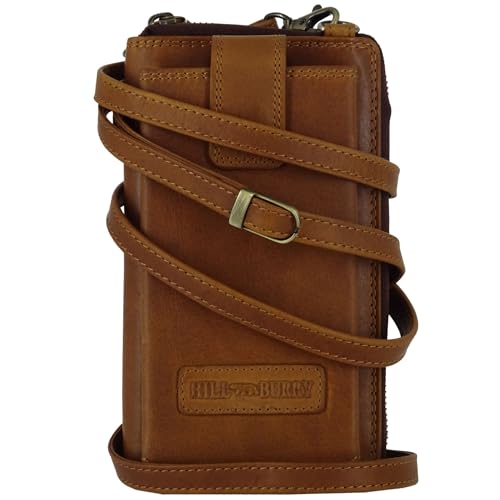 Leder Damen Handytasche Umhängetasche Geldbörse Multifunktion Beutel aus Echtleder Verstellbar Schultergurt Handy Hill Burry braun von Fregery