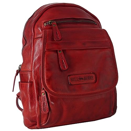 Rucksack Damenrucksack Frauen | Elegant Leder für Damen | Daypack Lederrucksack Vintage Cityrucksack Rucksackhandtasche | Lederrucksack Echtleder | Hill Burry Waschleder Daypacks rot red von Fregery