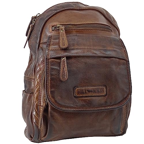 Rucksack Damenrucksack für Frauen | Elegant Leder für Damen | Daypack Lederrucksack Vintage Cityrucksack Rucksackhandtasche | Lederrucksack Echtleder | Hill Burry Waschleder Daypacks dunkelbraun von Fregery