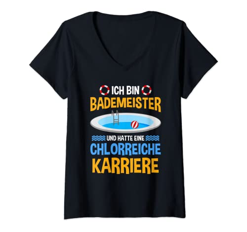 Damen Badeaufsicht Rettungsschwimmer Beruf Spruch Bademeister T-Shirt mit V-Ausschnitt Damen Badeaufsicht Rettungsschwimmer Beruf Spruch Bademeister T-Shirt mit V-Ausschnitt von Freibad Hallenbad Lebensretter Schwimmlehrer Motiv