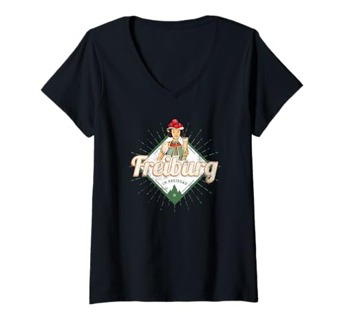 Damen Freiburg Baden-Württemberg Deutschland Stadt Souvenir T-Shirt mit V-Ausschnitt Damen Freiburg Baden-Württemberg Deutschland Stadt Souvenir T-Shirt mit V-Ausschnitt von Freiburg Baden-Württemberg Deutschland Stadt