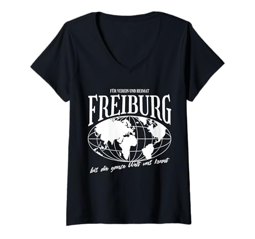 Damen Freiburg Heimat Fußball Stolz T-Shirt mit V-Ausschnitt Damen Freiburg Heimat Fußball Stolz T-Shirt mit V-Ausschnitt von Freiburger Fan Tradition Fans Geschenkidee