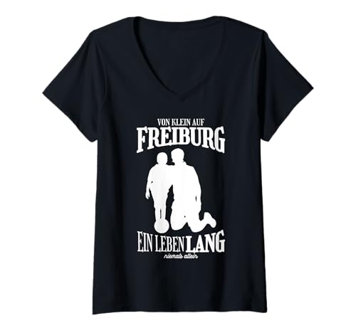 Damen Freiburg Fan Fußball T-Shirt mit V-Ausschnitt Damen Freiburg Fan Fußball T-Shirt mit V-Ausschnitt von Freiburger Fans Spruch