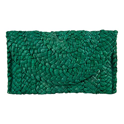 Freie Liebe Stroh Clutch Geldbörsen für Frauen Sommer Strand Taschen Umschlag Gewebte Clutch Handtaschen, Grün, Large von Freie Liebe