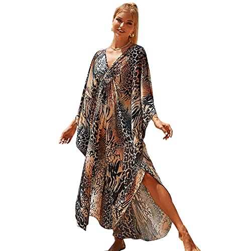 Freiesoldaten Bikini Zudecken Mode V Ausschnitt Kaftan Kleider Lose Sommer Strandkleid für Frauen von Freiesoldaten