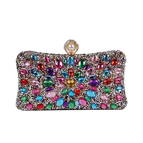 Freiesoldaten Damen Strass Abendtasche Mehrfarbig Blendend Kristall Unterarmtasche Party Braut Hochzeit Cocktail Handtasche von Freiesoldaten