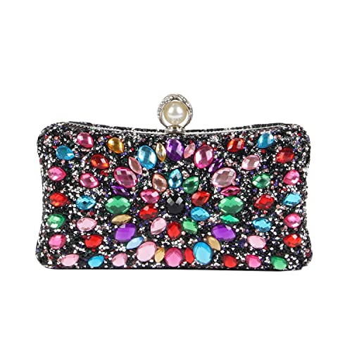 Freiesoldaten Damen Strass Abendtasche Mehrfarbig Blendend Kristall Unterarmtasche Party Braut Hochzeit Cocktail Handtasche von Freiesoldaten