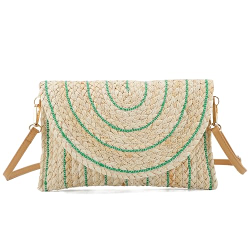 Freiesoldaten Frauen Stroh Clutch Tasche Sommer Strand Handgeflochten Umschlag Brieftasche Crossbody Handtaschen von Freiesoldaten