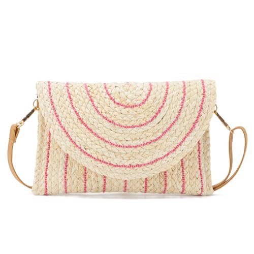 Freiesoldaten Frauen Stroh Clutch Tasche Sommer Strand Handgeflochten Umschlag Brieftasche Crossbody Handtaschen von Freiesoldaten