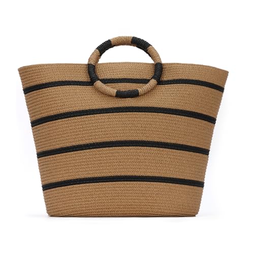 Freiesoldaten Groß Stroh Tote Bag für Frauen Sommer Strandtasche Rattan Geflochtene Handtasche Gehäkelte Tote von Freiesoldaten
