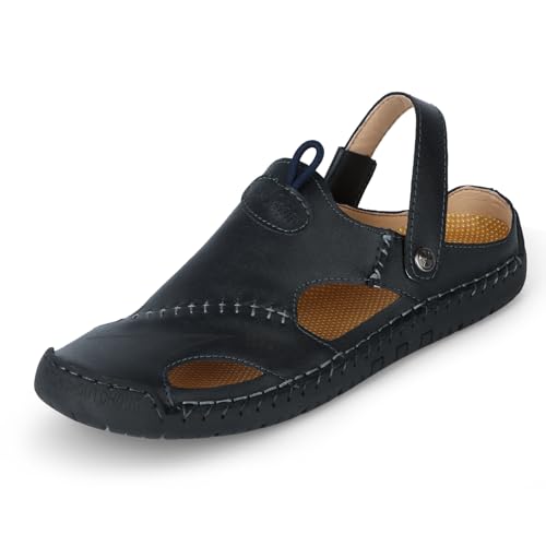 Freiesoldaten Herren Casual Leder Sandalen Geschlossene Zehe Sommer Atmungsaktive Hausschuhe Strand Wandern Walking Schuhe von Freiesoldaten