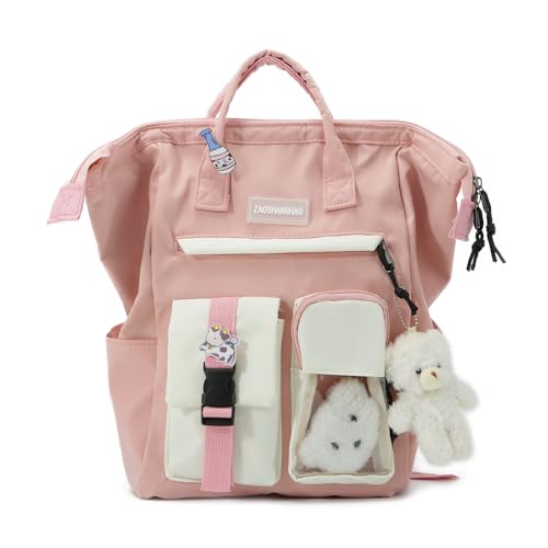 Freiesoldaten Kawaii Rucksack für Teenager Mädchen Niedlich Student Büchertasche Schulranzen mit Anstecknadel und Zubehör von Freiesoldaten