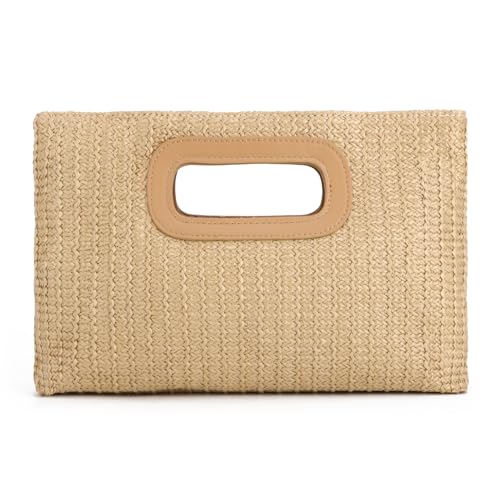 Freiesoldaten Stroh Clutch Handtasche für Frauen Raffia Tasche Geldbörse Abendtasche Sommer Strand Reisen Crossbody Umhängetasche von Freiesoldaten