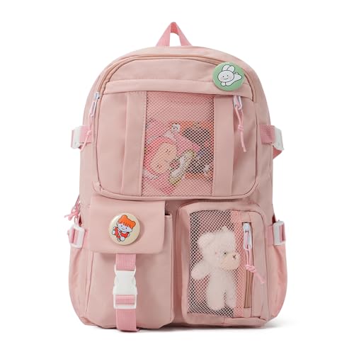 Freisoldaten Kawaii Schulrucksack für Teenager Mädchen Niedlich Große Kapazität Student Bookbag mit Pin und Zubehör von Freiesoldaten