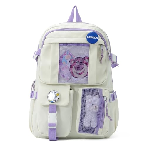 Freisoldaten Kawaii Schulrucksack für Teenager Mädchen Niedlich Große Kapazität Student Bookbag mit Pin und Zubehör von Freiesoldaten