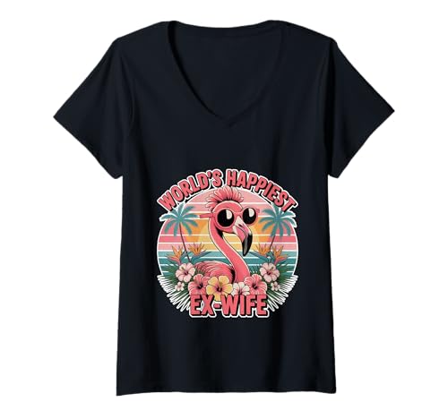 Damen World's Happiest Ex-Wife Post Divorce Freedom - T-Shirt mit V-Ausschnitt Damen World's Happiest Ex-Wife Post Divorce Freedom - T-Shirt mit V-Ausschnitt von Freiheit und Scheidungsstimmung entfesselt