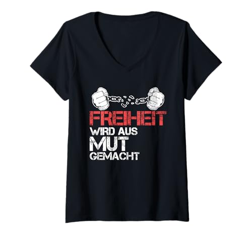 Damen Freiheit Mut Stärke Design T-Shirt mit V-Ausschnitt Damen Freiheit Mut Stärke Design T-Shirt mit V-Ausschnitt von Motivation Mut Freiheit Kleidung