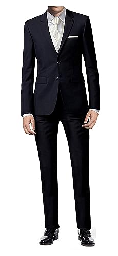 Hochzeitsanzug 8 TLG Set Freiherr v. Falkenhausen blau Marine Slim fit Anzug zur Hochzeit mit Weste Elfenbein (52) von Freiherr von Falkenhausen Cerimonia