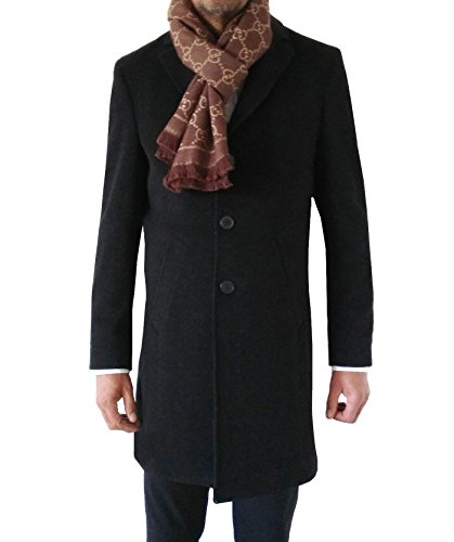 Freiherr von Falkenhausen Herren Woll Mantel Woll - Mix dunkelgrau/schwarz als Kurzmantel FvF Couture (XXXL) von Freiherr von Falkenhausen