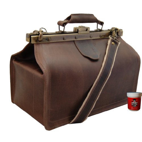 Freiherr von Maltzahn Umhängetasche HIPPOKRATES aus Leder, Made in Germany + Lederpflege - Herren, Unisex-Erwachsene, Satchel, Braun, Einheitsgröße von Freiherr von Maltzahn