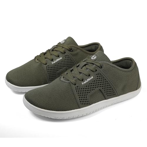 Freiluftkind® Hokkaido (Größe 48 Khaki) – gesunde Barfußschuhe Sneaker – Sneaker Barfußschuh für den Alltag – Entlasten Füße, Gelenke & Körper – Barfußschuhe für Damen und Herren von Freiluftkind